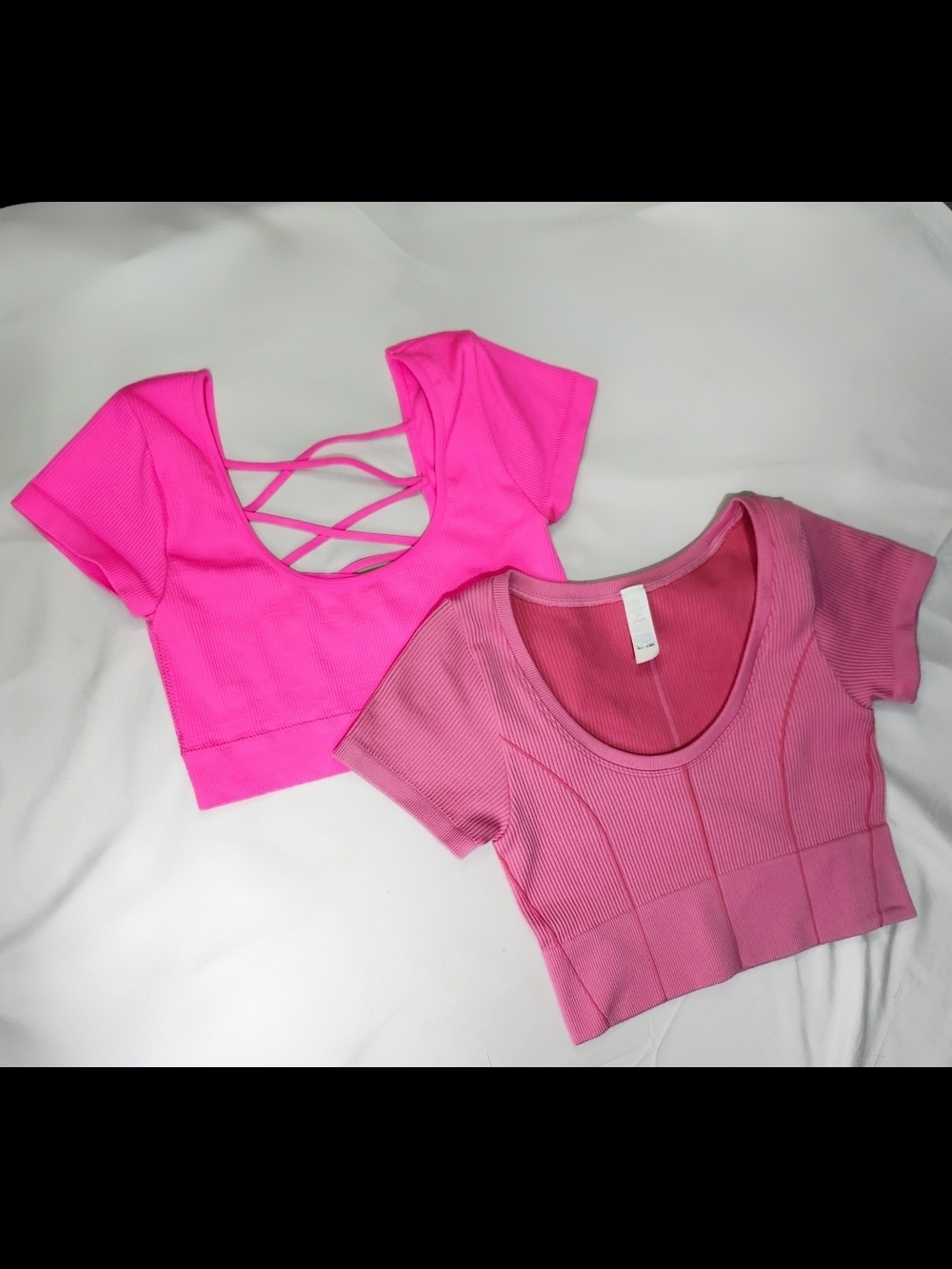 aerie Two-Piece Pink Ribbed Crop Tops Set